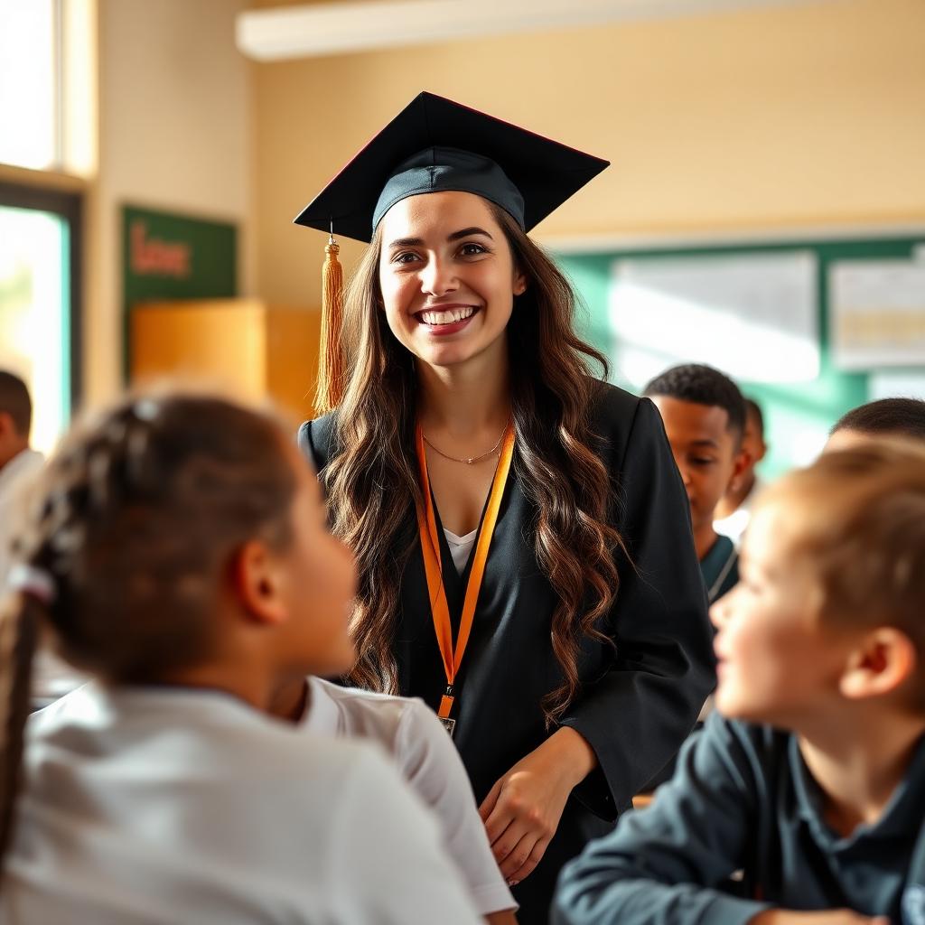 Graduate teacher with students