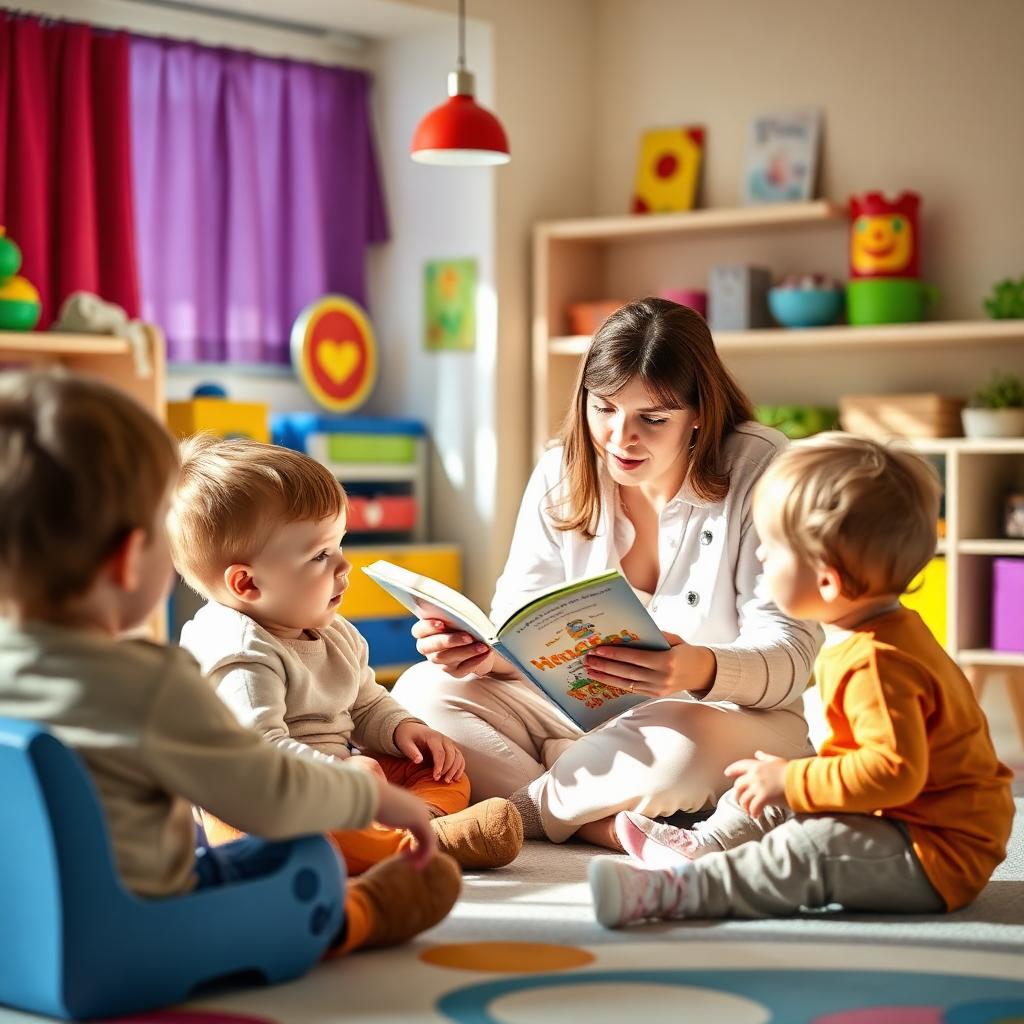 Early childhood educator with children